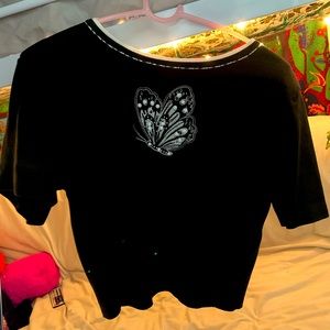 alfred dunner butterfly sewn design t shirt - Medium